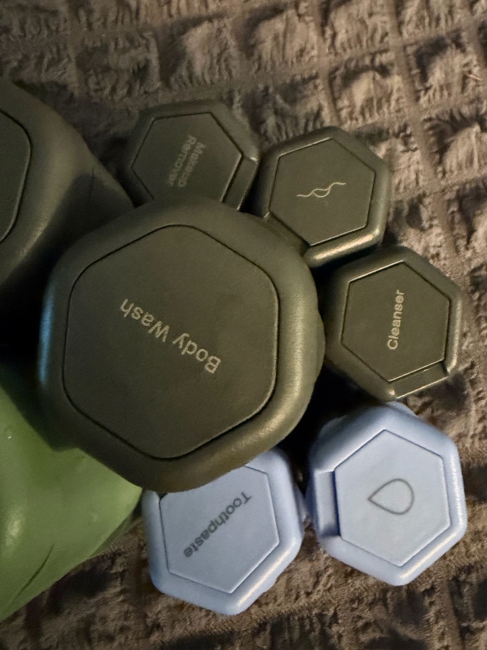 Cadence Travel Pods Set - Green, Grey & Light Blue Hex Containers